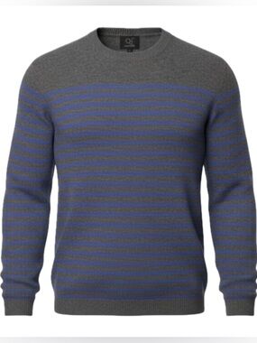 Qi cashmere crewneck striped sweater size medium NWOT